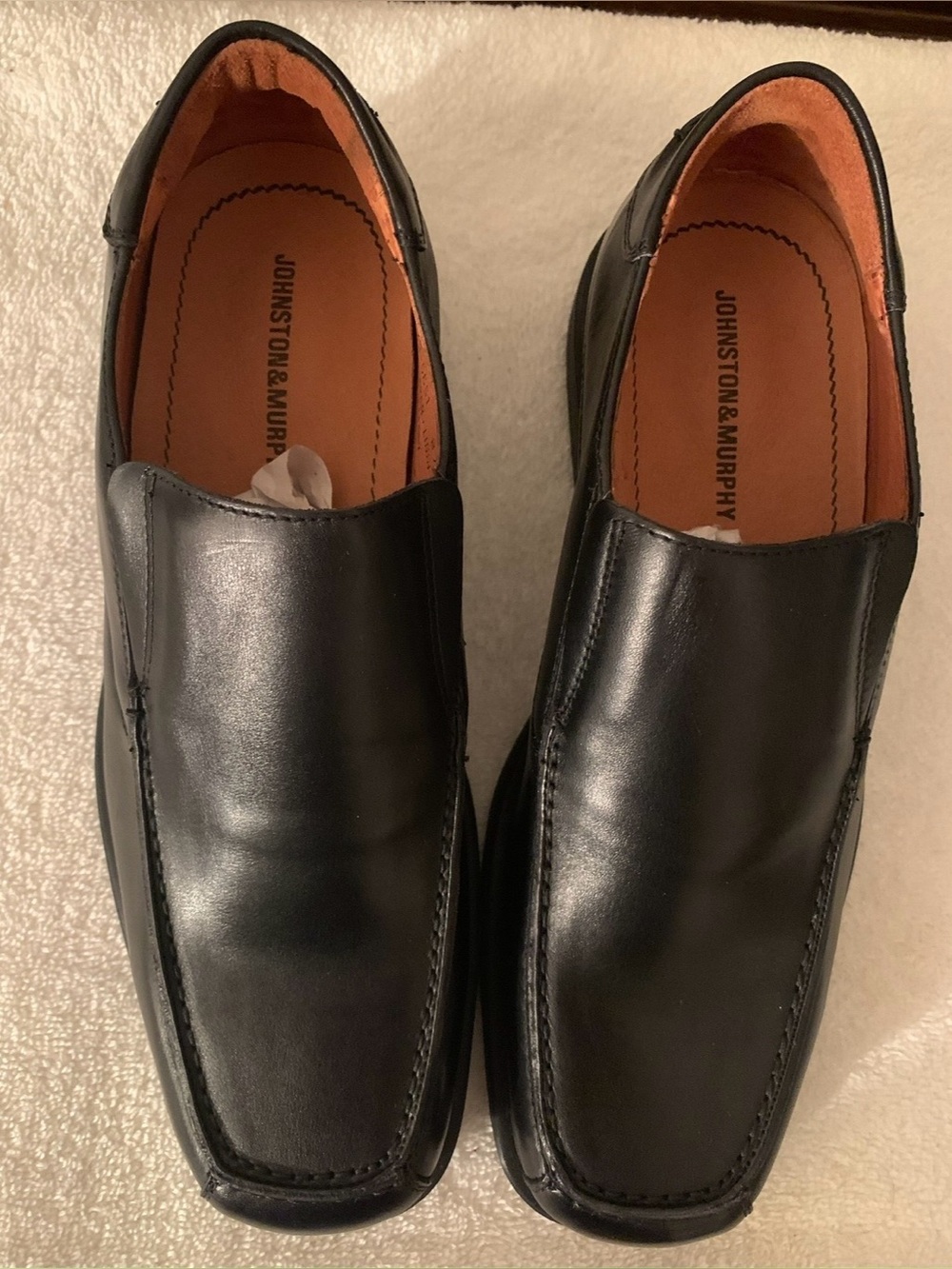 Johnston & Murphy Black Leather Slip-On Loafers